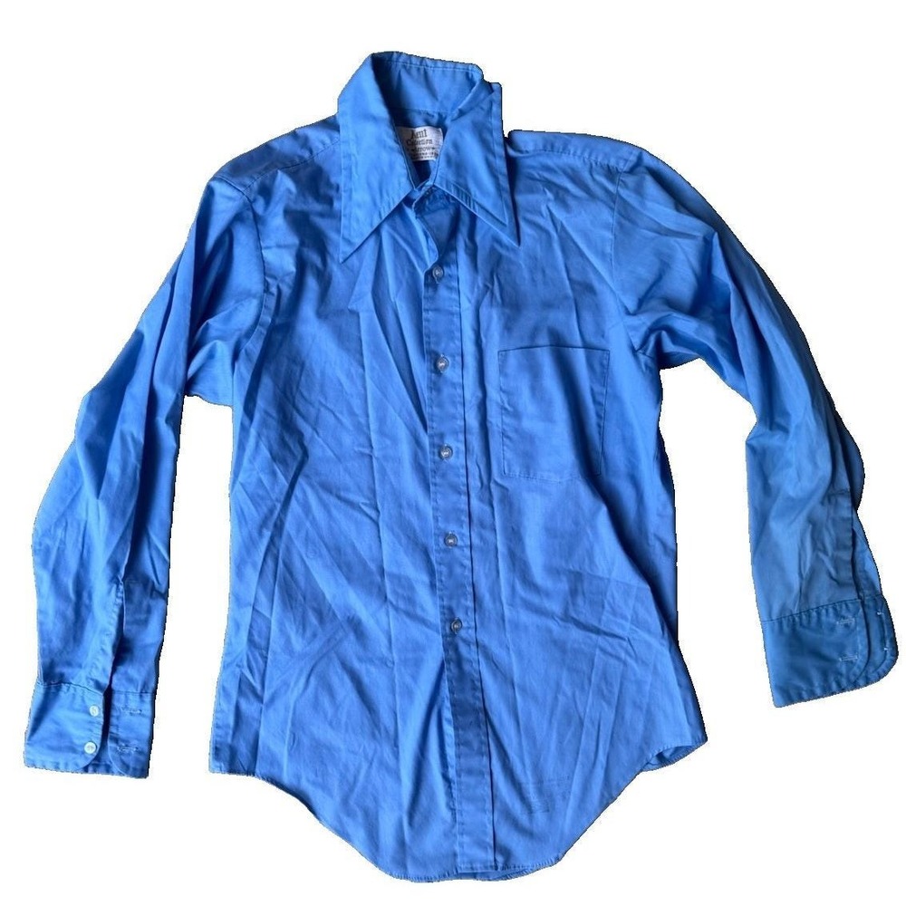 Vintage Arrow Kent Collection Shirt Mens 14.4 -32 Blue Button Up Long Sleeve 70s - Picture 3 of 12